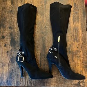 BCBGeneration Women's Suede Slouch Boot with Gold Detailing